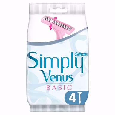Gillette Simply Venüs 3 Basic Kadın Kullan At Tıraş Bıçağı 4lü Paket