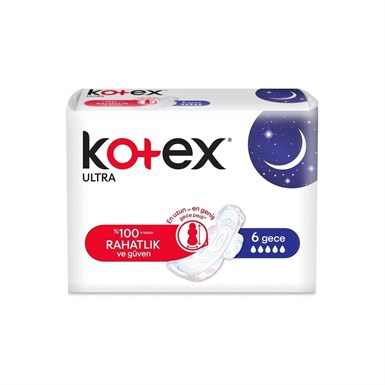 Kotex Ped - Gece Ultra Kanatlı 6lı KOTEX Hijyenik Pedler Kotex Ped - Gece Ultra Kanatlı 6lı | Tshop