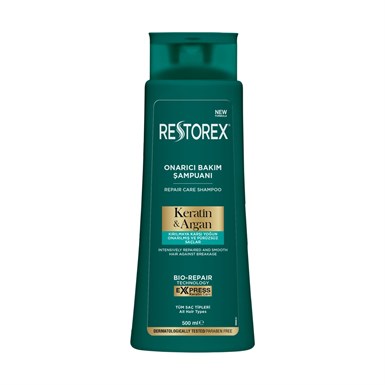 Restorex Şampuan Keratin Argan Tüm Saç İçin 500 mlRESTOREXŞampuanlarŞampuan çeşitleri ince telli ve yağlı saç tipleri için beğenilerinize açık -TShop